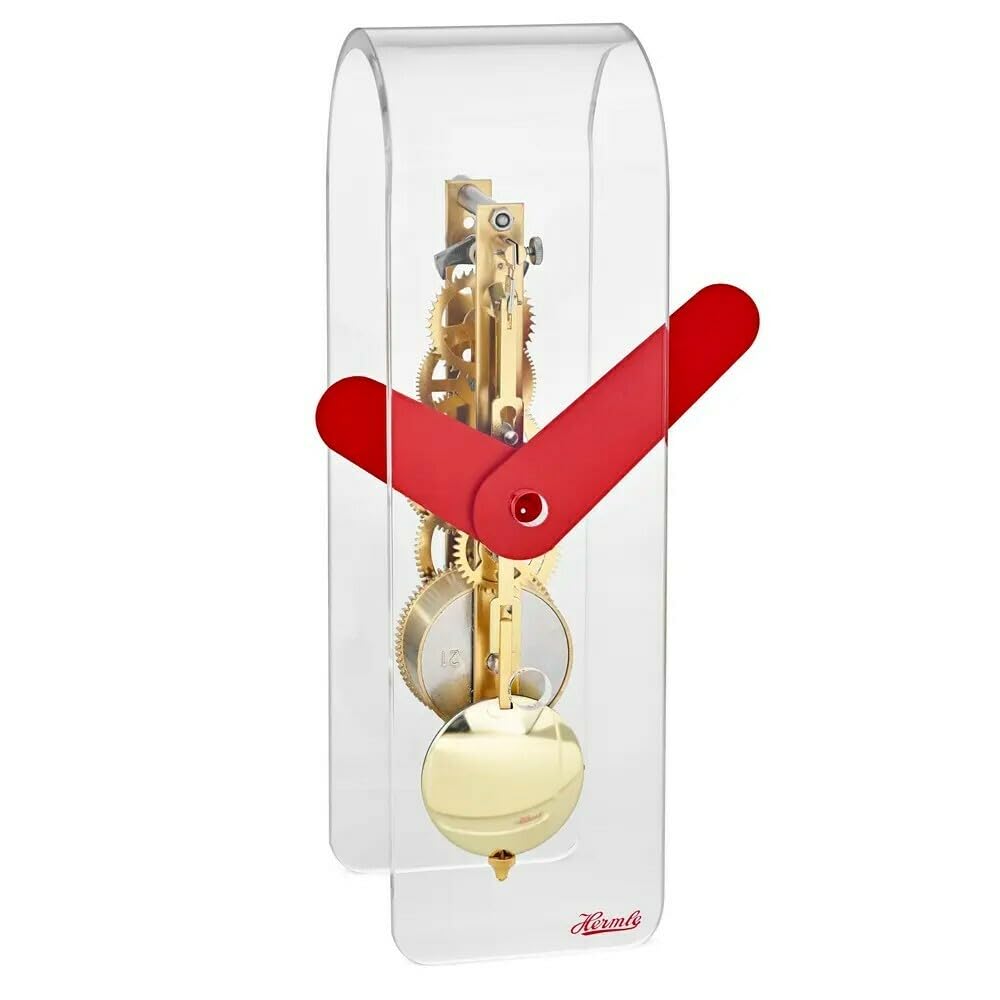 hermle-23063-y10721-tischuhr-acryl-rot-14-tage-skelett-messing-23-cm image 1