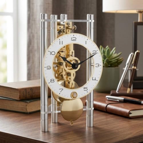 hermle-23024-x40721-dreieck-skelett-tischuhr-arabisch-druck-silber image 5