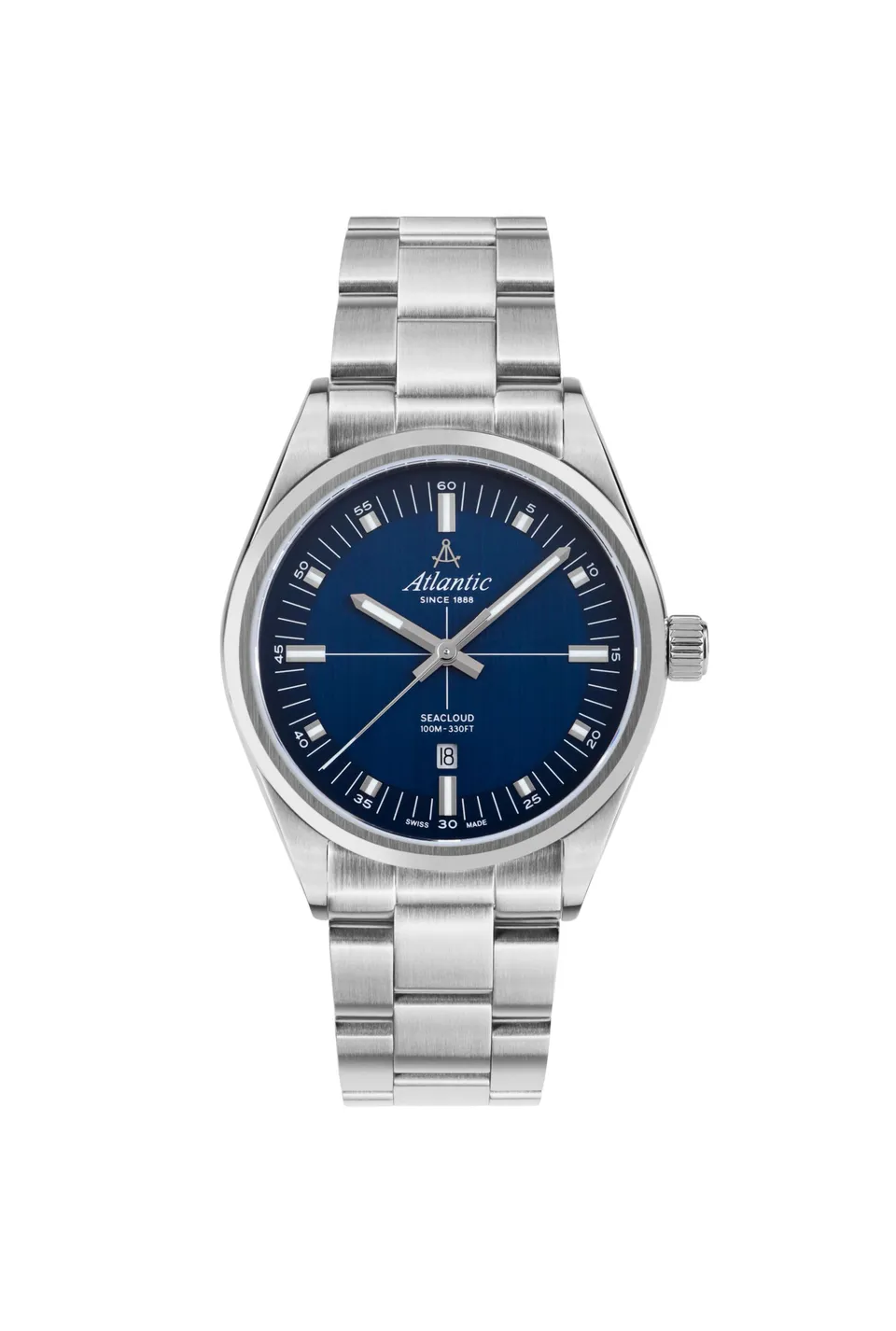 atlantic-watch-seacloud-quarzuhr-blaues-zifferblatt-metallarmband image 1