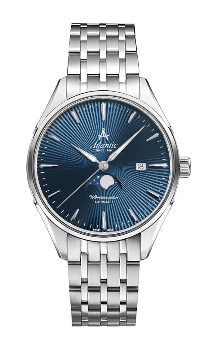 atlantic-watch-worldmaster-1888-automatic-moonphase-herrenuhr-stahlband-blau image 1