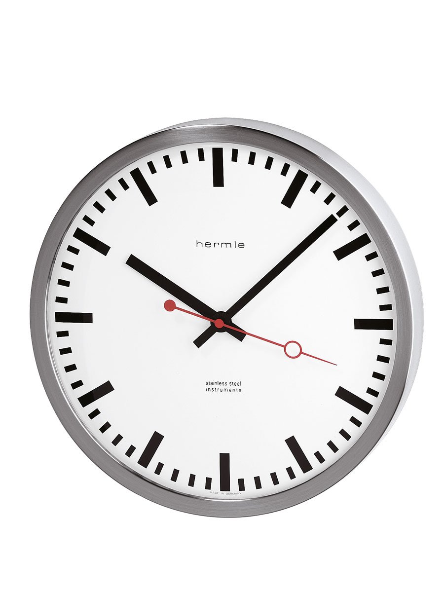hermle-30471-000870-wanduhr-edelstahl-funk-30-cm image 1