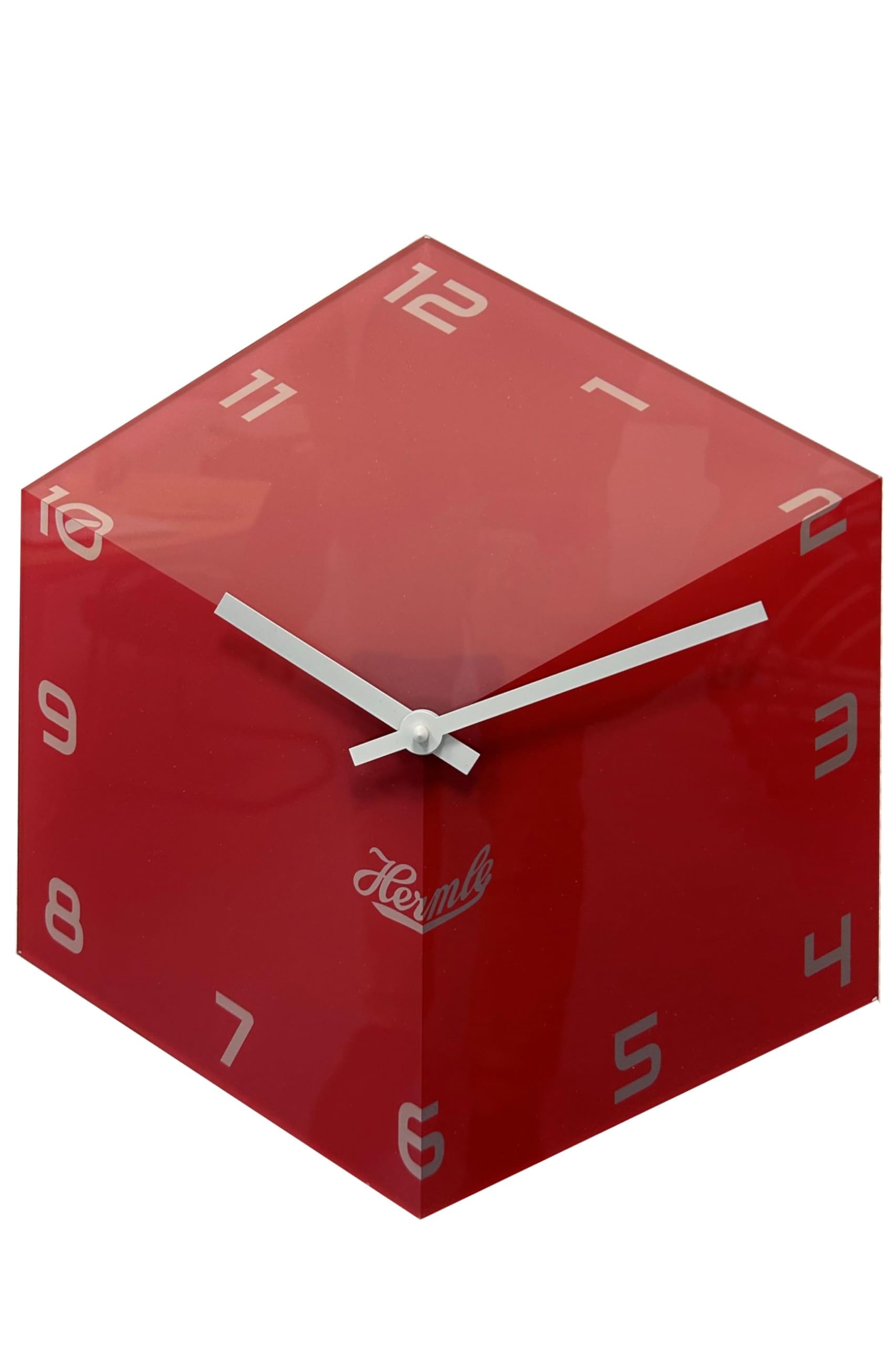 hermle-30107-362100-sechseckuhr-3d-w-rfel-rot-quarz-35-cm-wanduhr image 1
