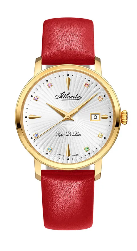 atlantic-watch-super-de-luxe-precious-stones-damenuhr-gelbgold-pvd-rot-36mm image 1