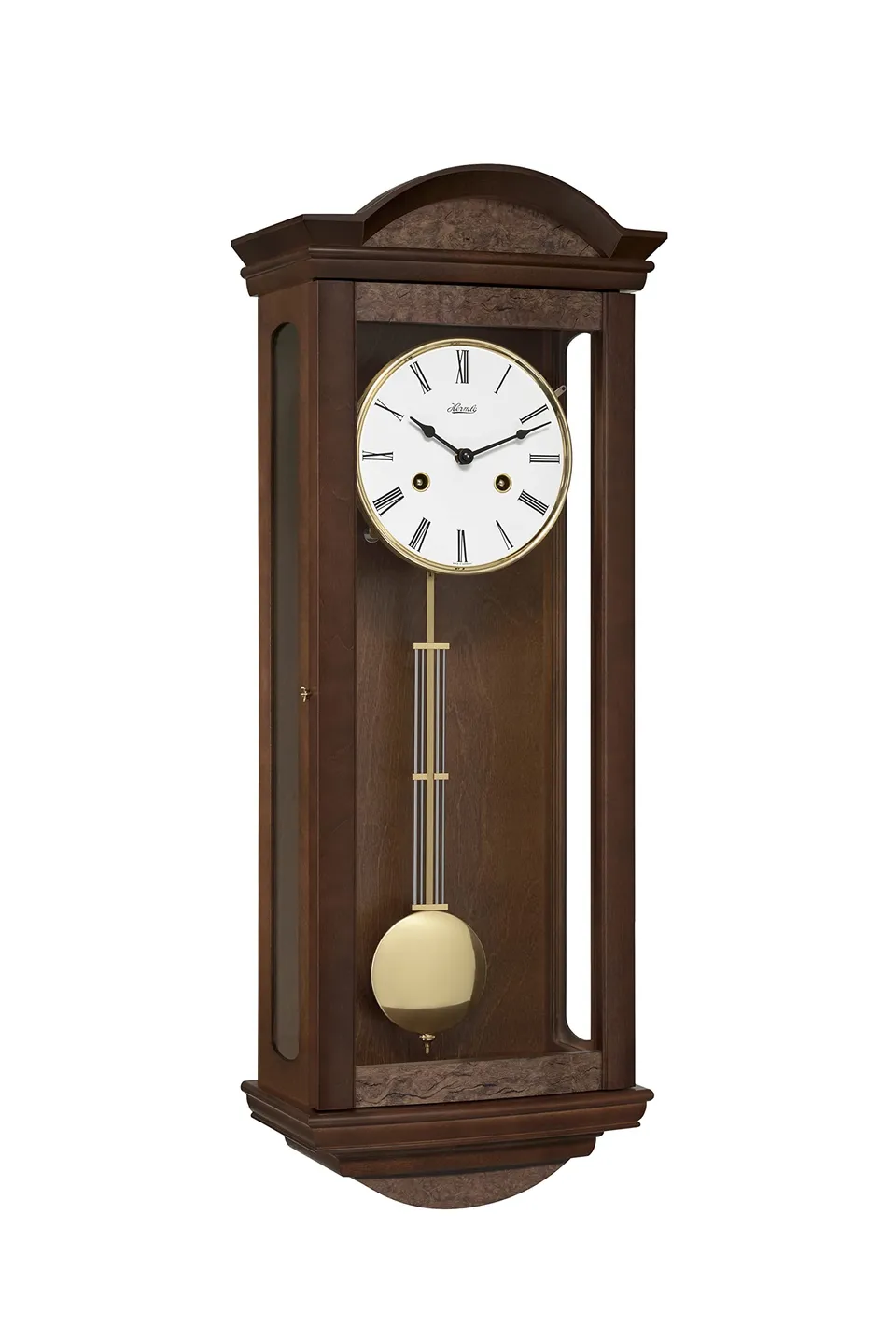 hermle-71001-030141-pendelwanduhr-wurzelholzoptik-66-cm-mit-halbstundenschlag image 1