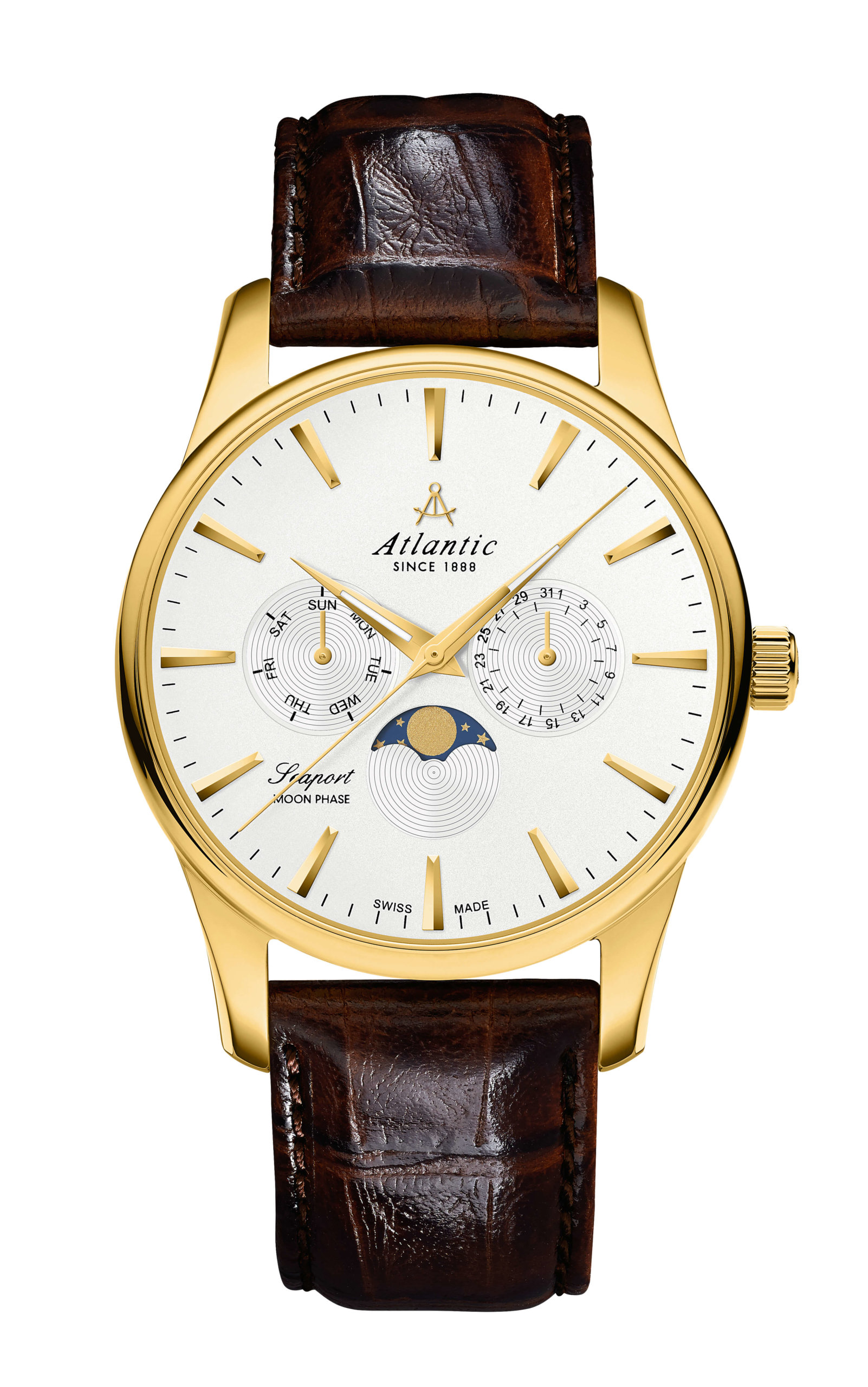 atlantic-watch-seaport-moonphase-gelbgold-pvd-leder-herrenuhr image 1