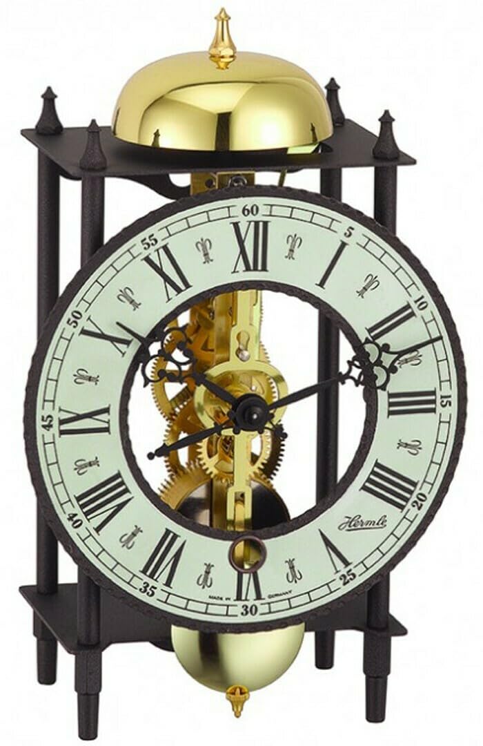 hermle-23001-000711-tischuhr-antik-schwarz-14-tage-skelettwerk image 1