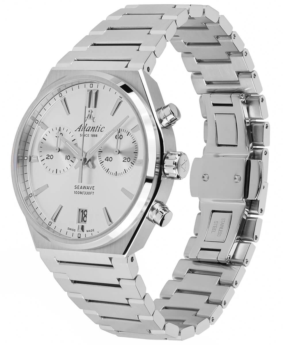 atlantic-watch-seawave-chrono-herrenuhr-silber-metallband-40mm image 3