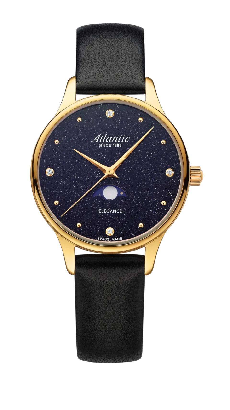 atlantic-watch-elegance-nightsky-aventurin-mondphase-gelbgold-leder image 1
