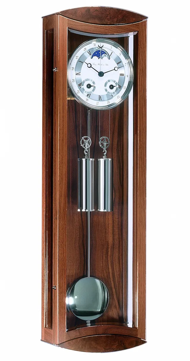 hermle-seilzug-regulator-wanduhr-mit-mondphase-datum-und-halbstundenschlag image 1