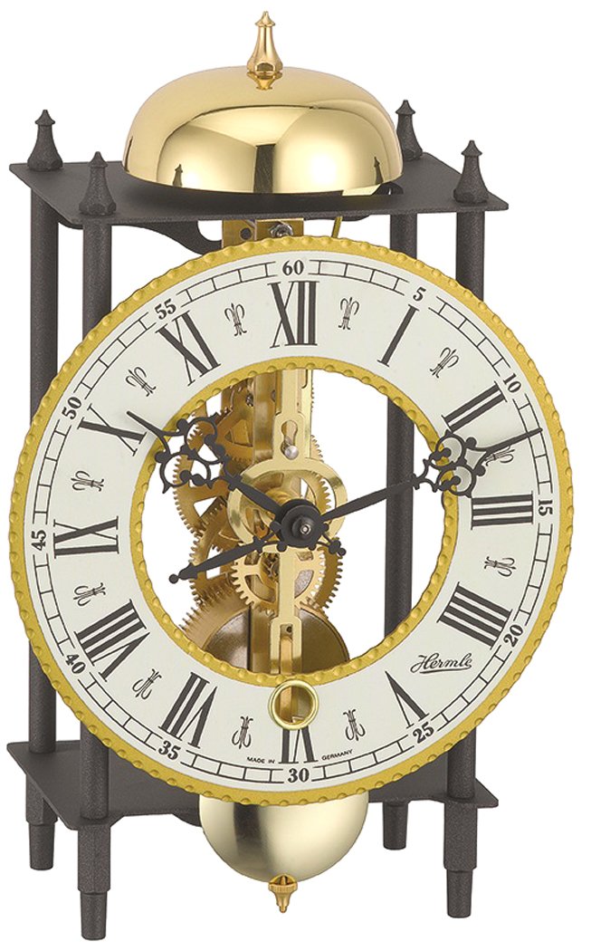 hermle-23003-000711-antike-skelett-stiluhr-schwarz-gold-mechanisch-14-tage image 1