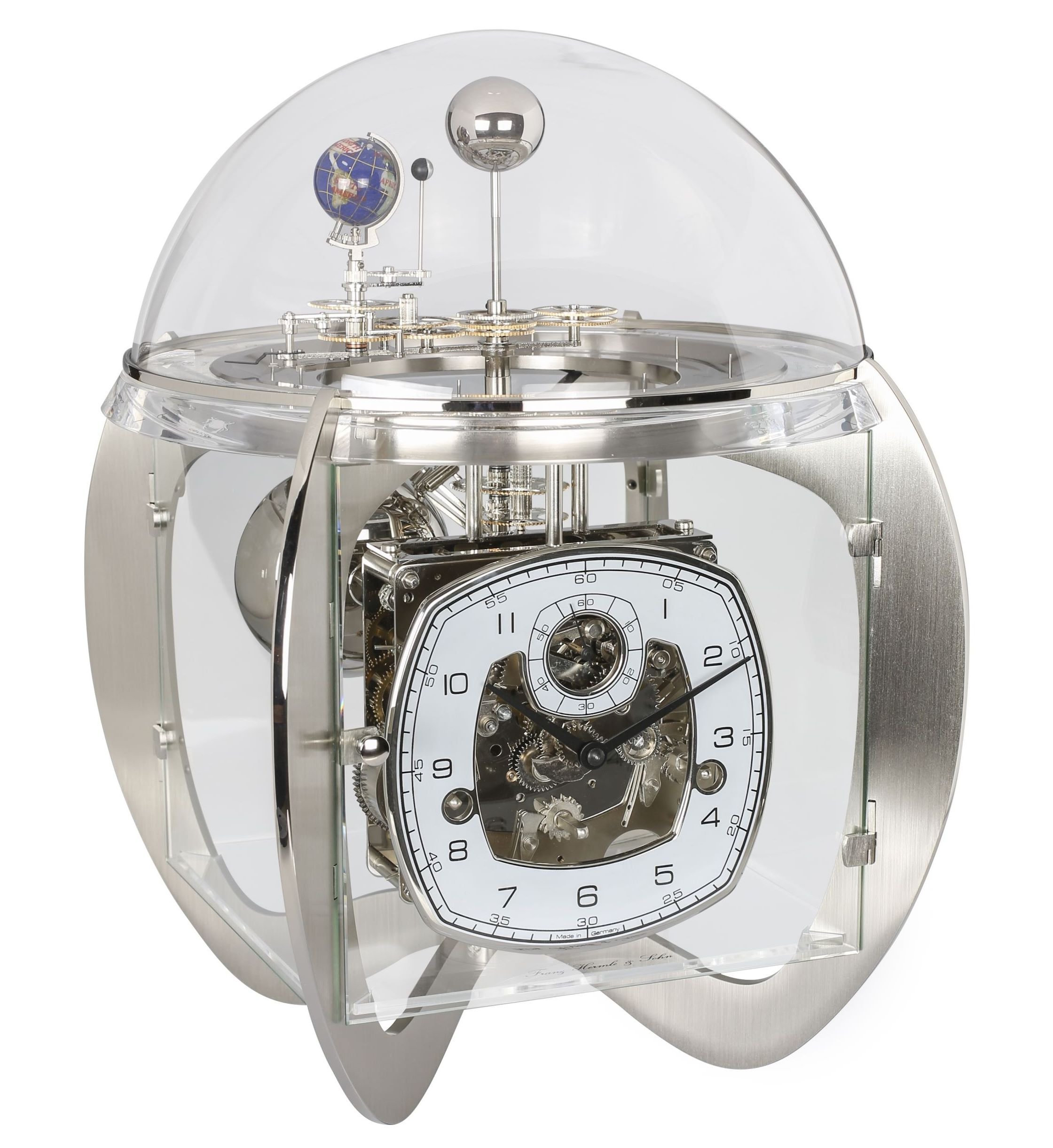 hermle-tellurium-23046-000352-mechanische-tischuhr-westminster-silber-metall image 1
