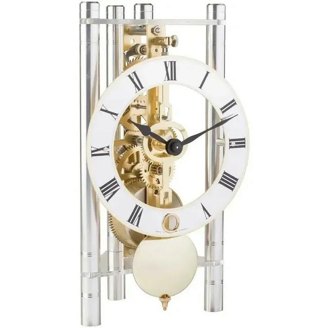 hermle-23023-x40721-dreieck-skelett-tischuhr-r-misch-silber-19-5-cm image 1