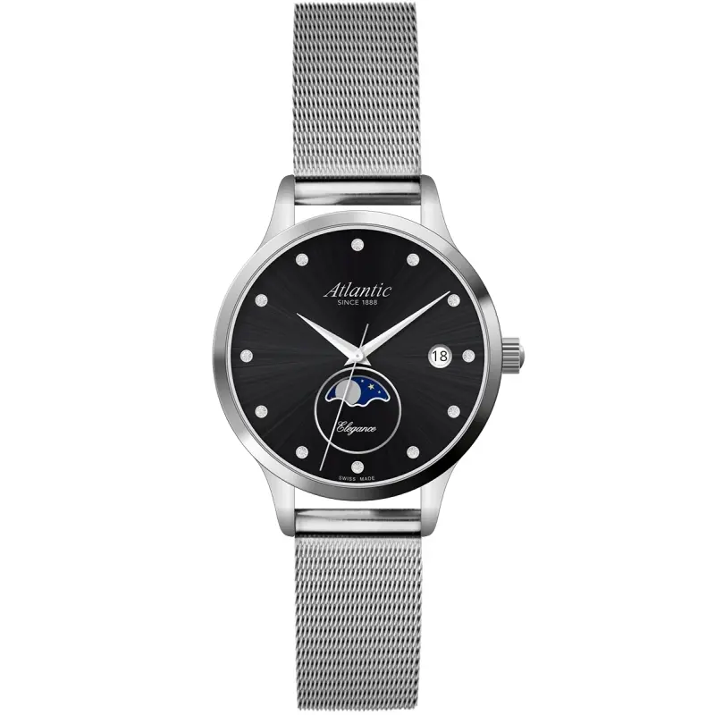 atlantic-watch-elegance-moonphase-herrenuhr-schwarz-stahl image 1