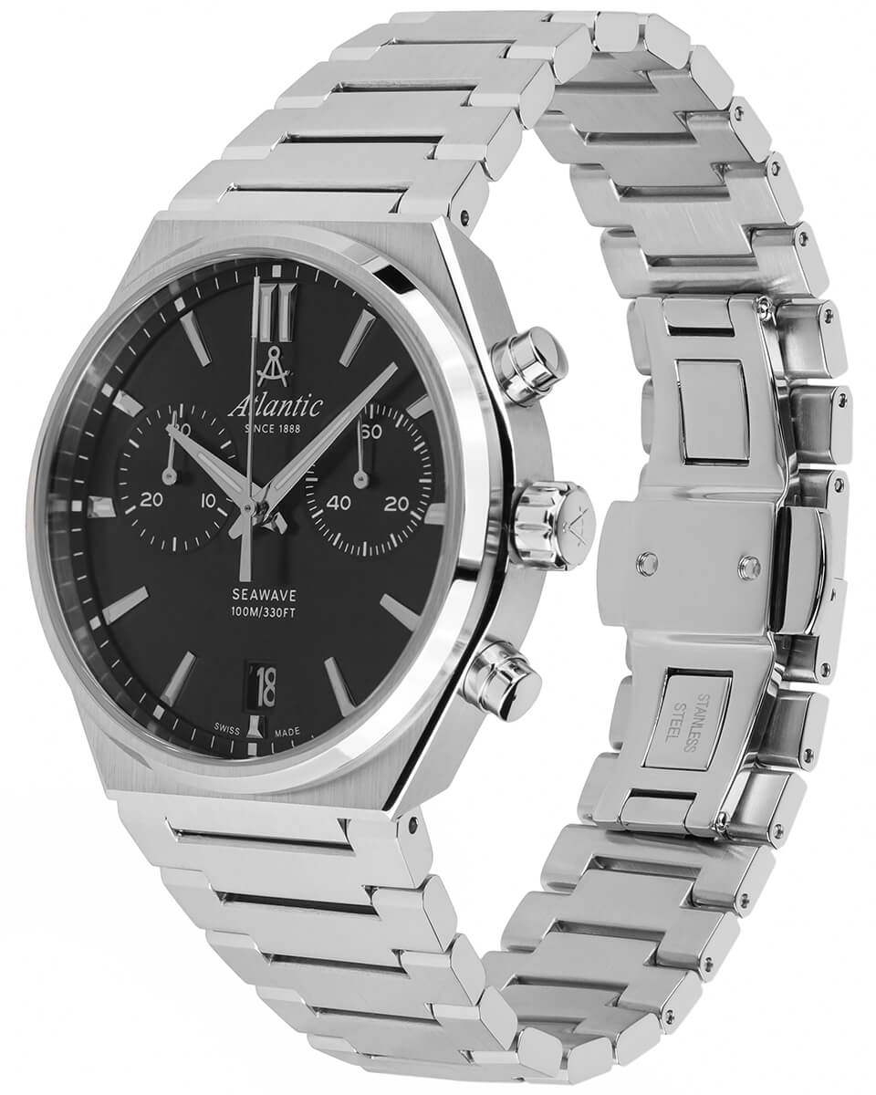 atlantic-watch-seawave-chrono-herrenuhr-black-dial-metallband-40mm image 3