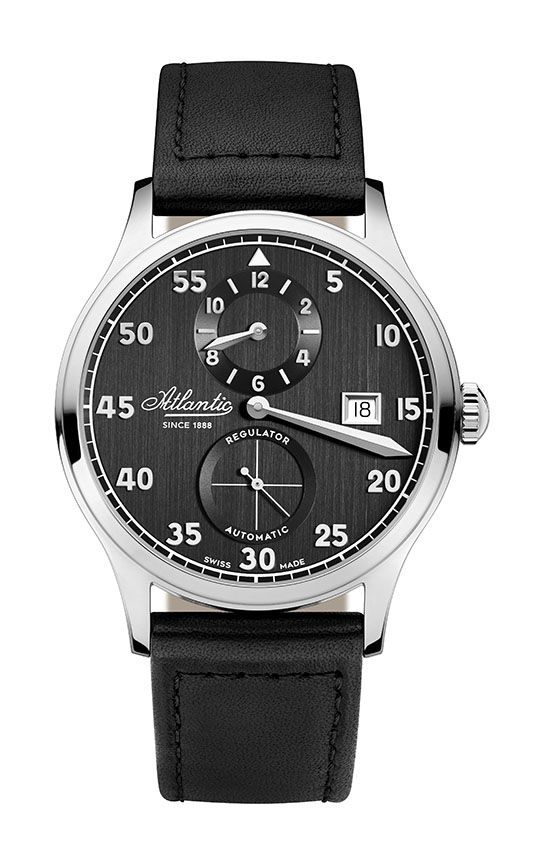 atlantic-watch-worldmaster-heritage-regulator-herren-armbanduhr-schwarz-leder image 1