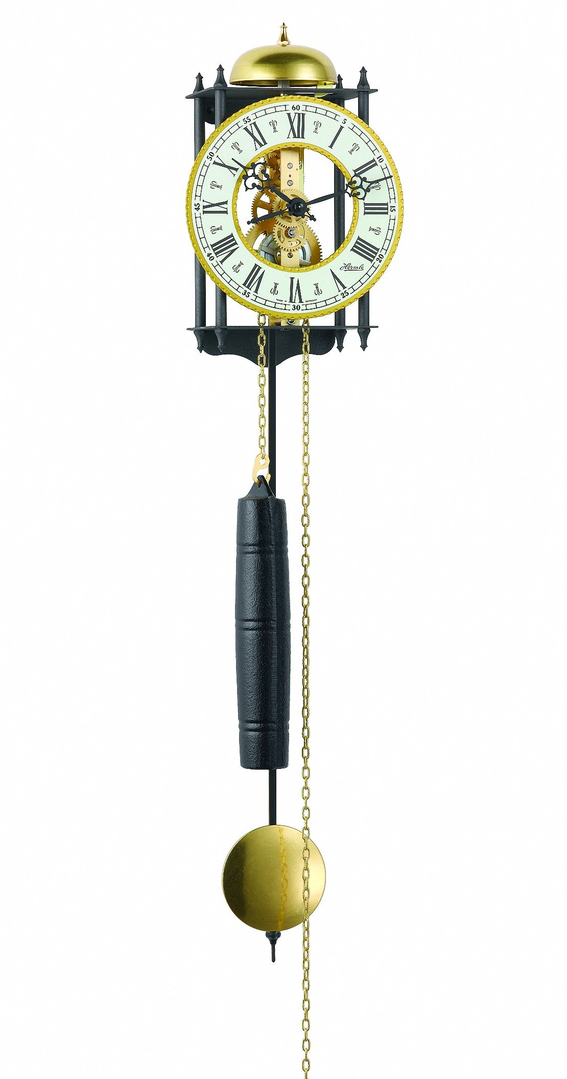 hermle-70731-000711-skelett-pendelwanduhr-schwarz-gold-8-tage image 1