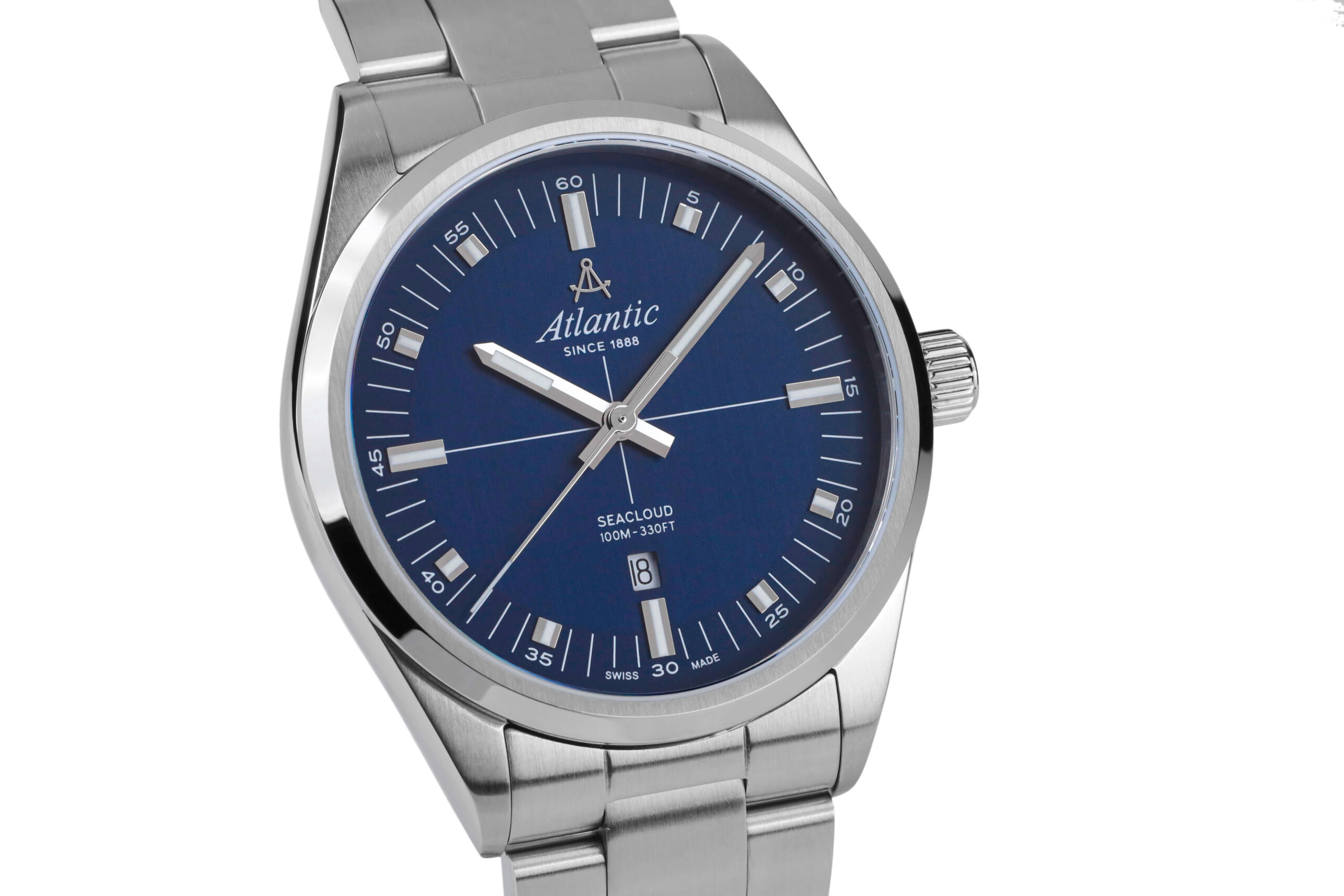 atlantic-watch-seacloud-quarzuhr-blaues-zifferblatt-metallarmband image 2