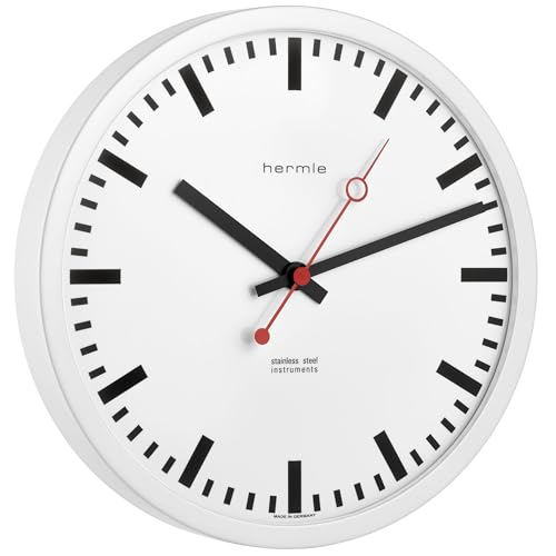 hermle-30471-c50870-grand-central-funk-wanduhr-wei-edelstahl-30-cm image 2