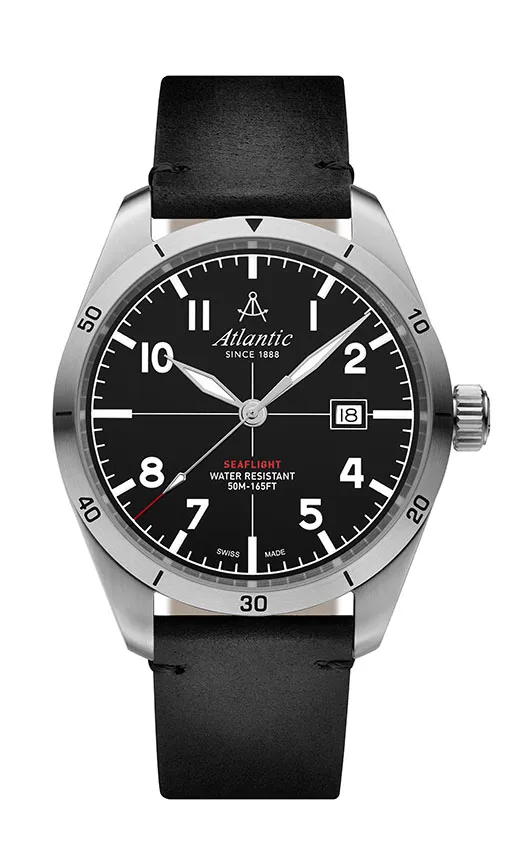 atlantic-watch-seaflight-new-edition-herrenuhr-schwarz-leder image 1