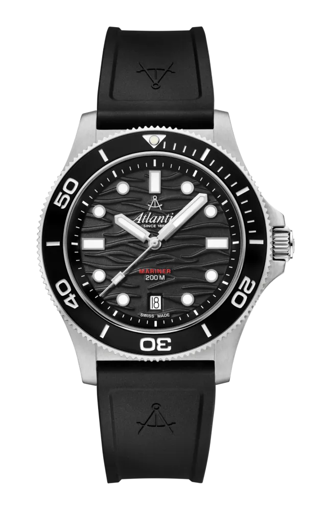 atlantic-watch-mariner-quartz-wave-herrenuhr-schwarz-stahl-pu-band image 1