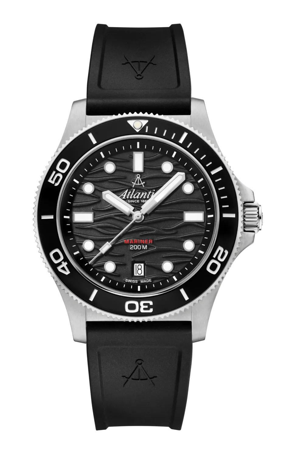 atlantic-watch-mariner-quartz-wave-herrenuhr-schwarz-stahl-pu-band image 1