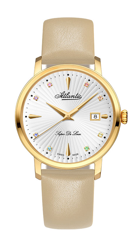 atlantic-watch-super-de-luxe-precious-stones-gelbgold-creme-36mm image 1