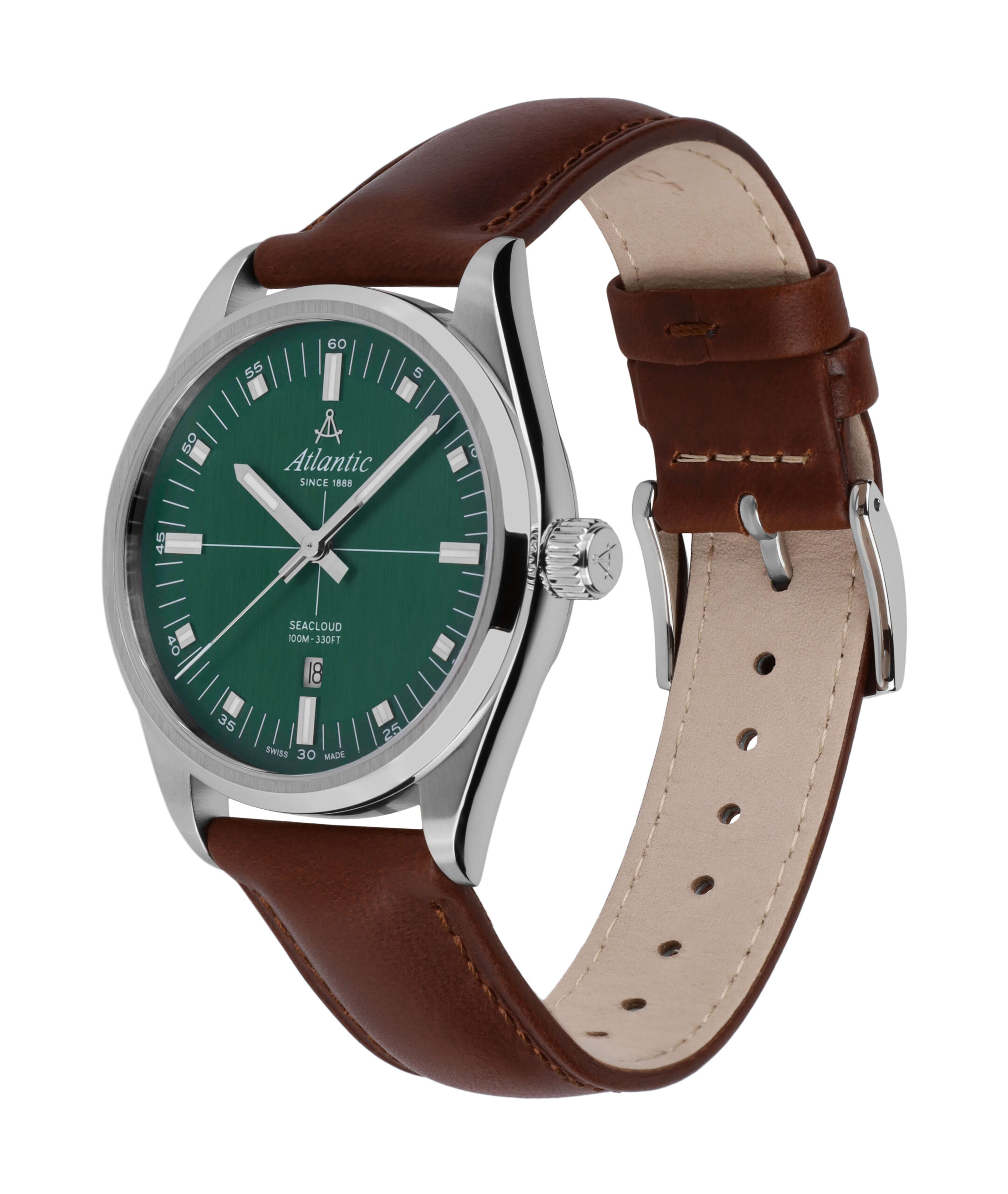 atlantic-watch-seacloud-green-dial-lederarmband image 3
