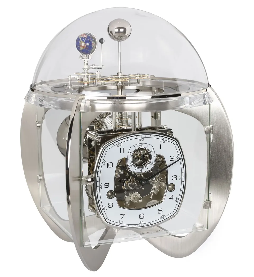 hermle-tellurium-23046-000352-mechanische-tischuhr-westminster-silber-metall image 1