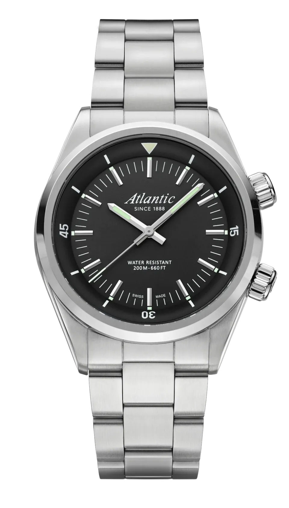atlantic-watch-seacloud-diver-quarzuhr-schwarzes-zifferblatt-metallarmband image 1