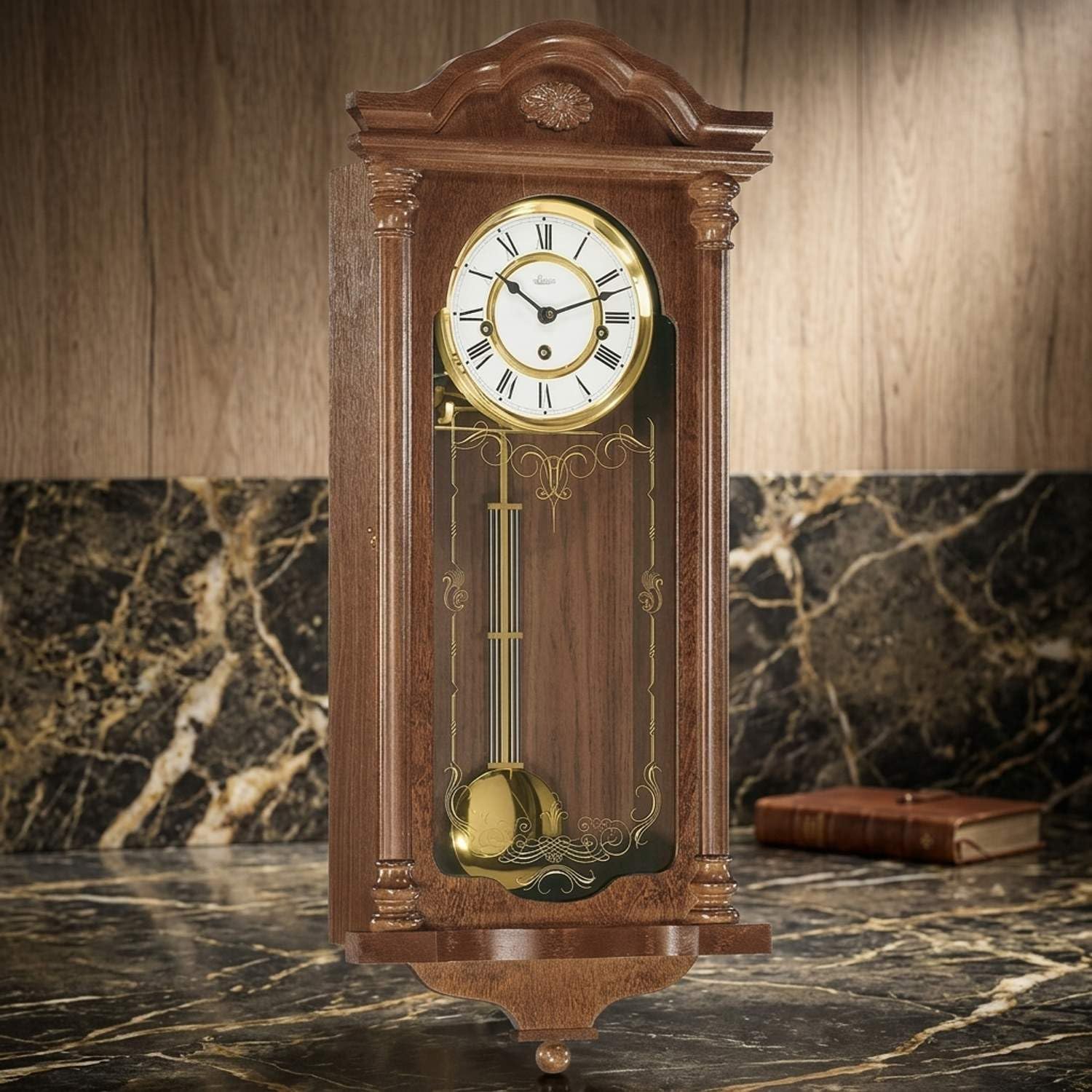hermle-wanduhr-mahagoni-67cm-mechanisch-westminster-pendel image 3