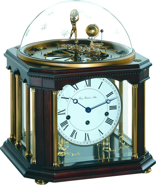 hermle-tellur-iii-22948q10352-mechanische-tellurium-uhr-nussbaum-antik image 1