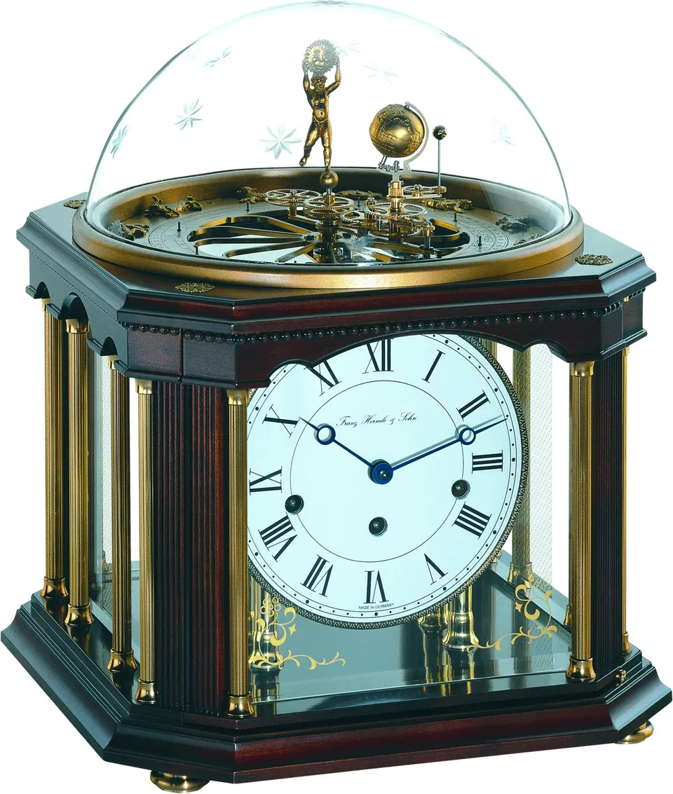 hermle-tellur-iii-22948q10352-mechanische-tellurium-uhr-nussbaum-antik image 1