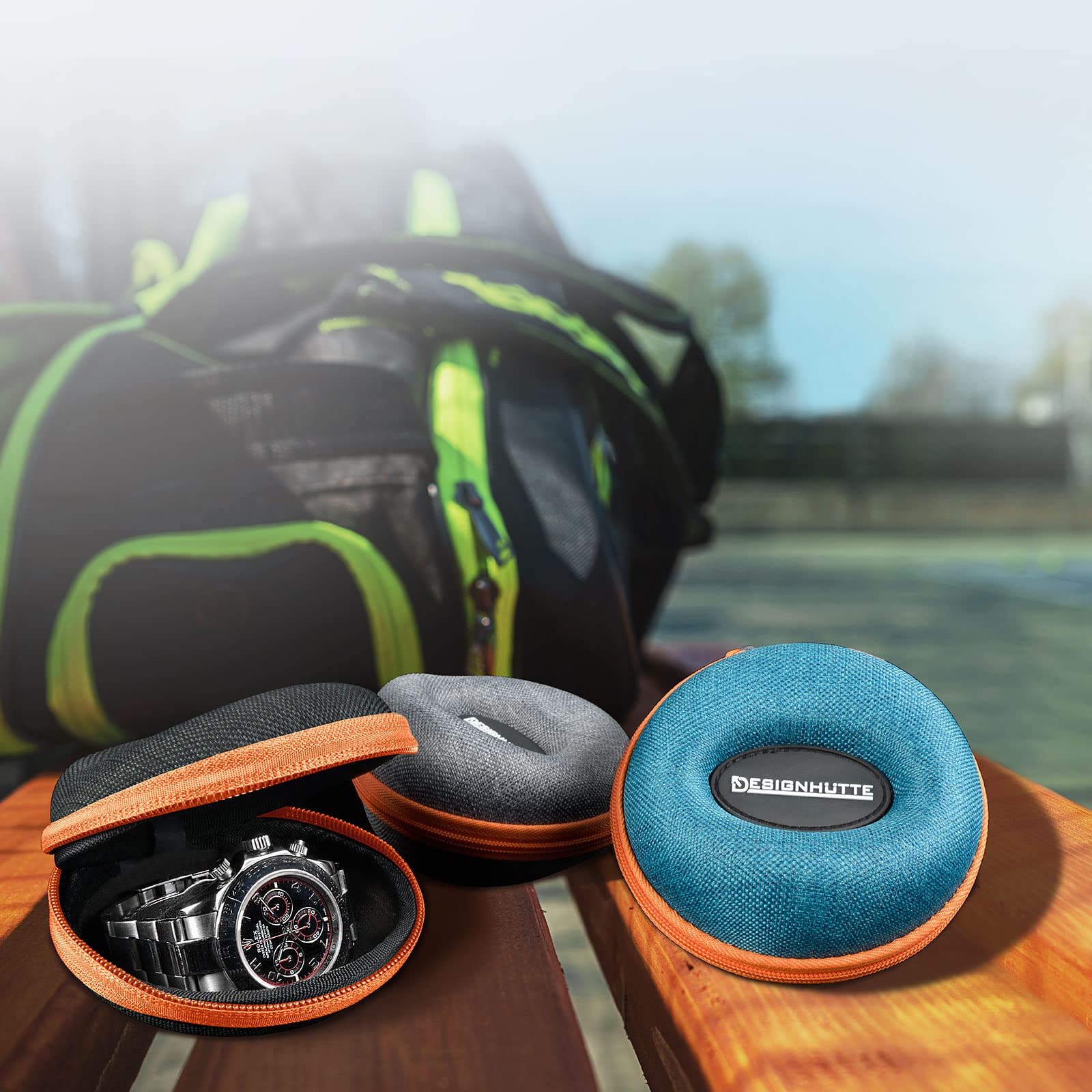 designh-tte-uhrenbox-donut-hellgrau-orange-f-r-1-uhr-reiseetui image 5
