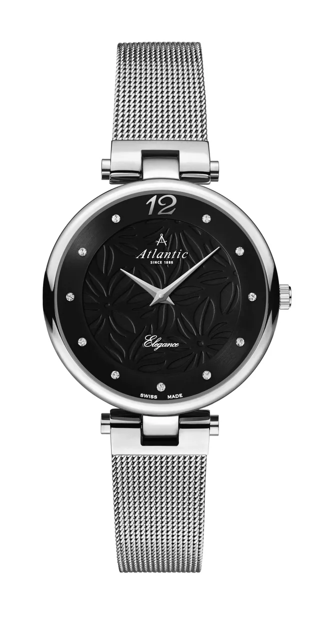 atlantic-watch-elegance-floral-damenuhr-schwarz-edelstahl image 1