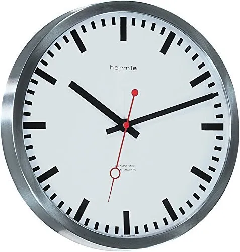 hermle-30471-000870-wanduhr-edelstahl-silber image 1