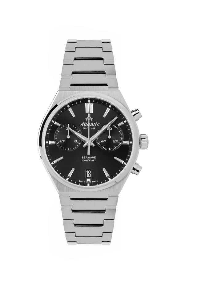 atlantic-watch-seawave-chrono-herrenuhr-black-dial-metallband-40mm image 1