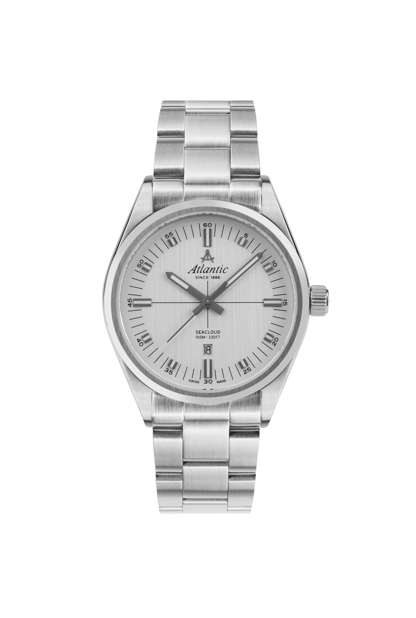 atlantic-watch-seacloud-herrenuhr-silbernes-zifferblatt-metallband image 1