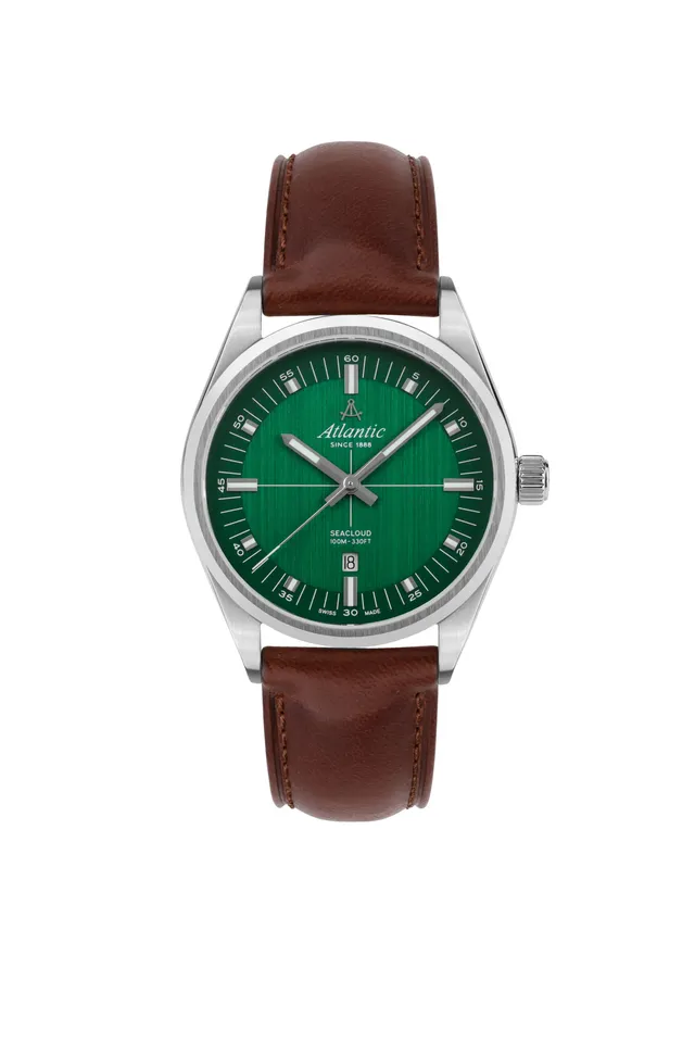 atlantic-watch-seacloud-green-dial-lederarmband image 1