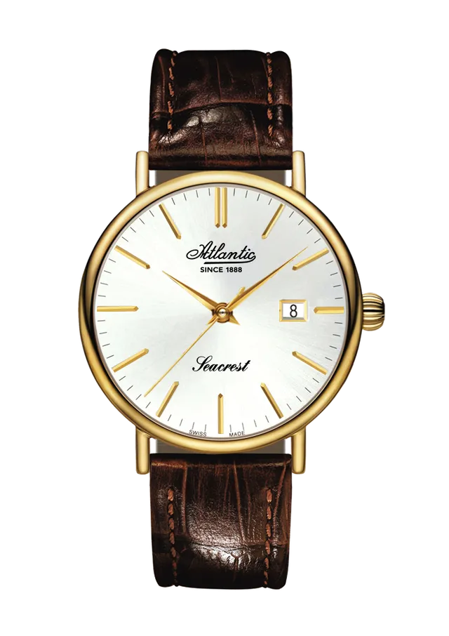 atlantic-watch-seacrest-gelbgold-pvd-herrenuhr-silbernes-zifferblatt image 1