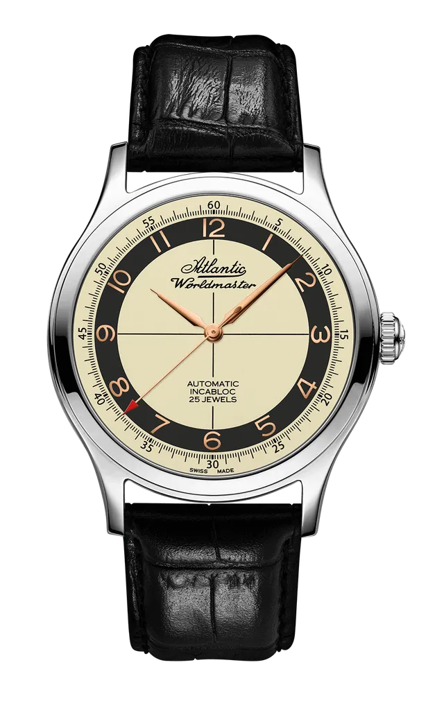 atlantic-watch-worldmaster-original-automatic-herrenuhr-creme-schwarz image 1