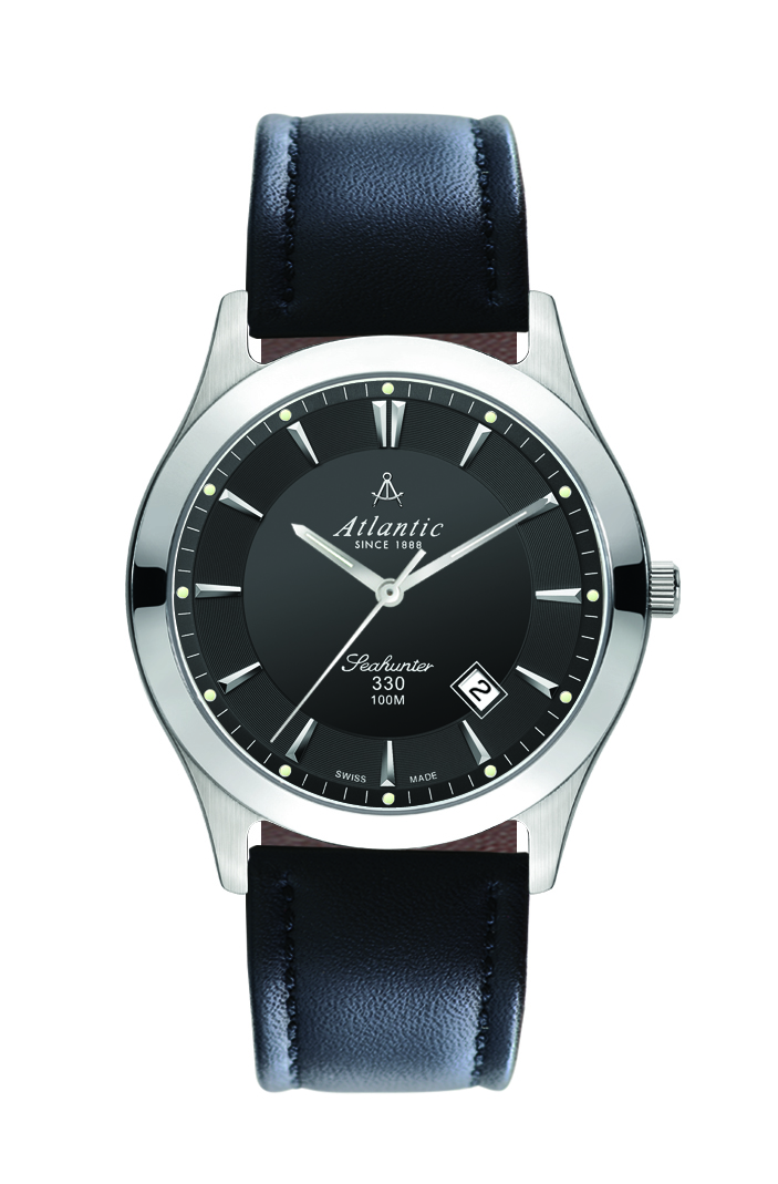 atlantic-watch-seahunter-330-herrenuhr-schwarz-leder image 1