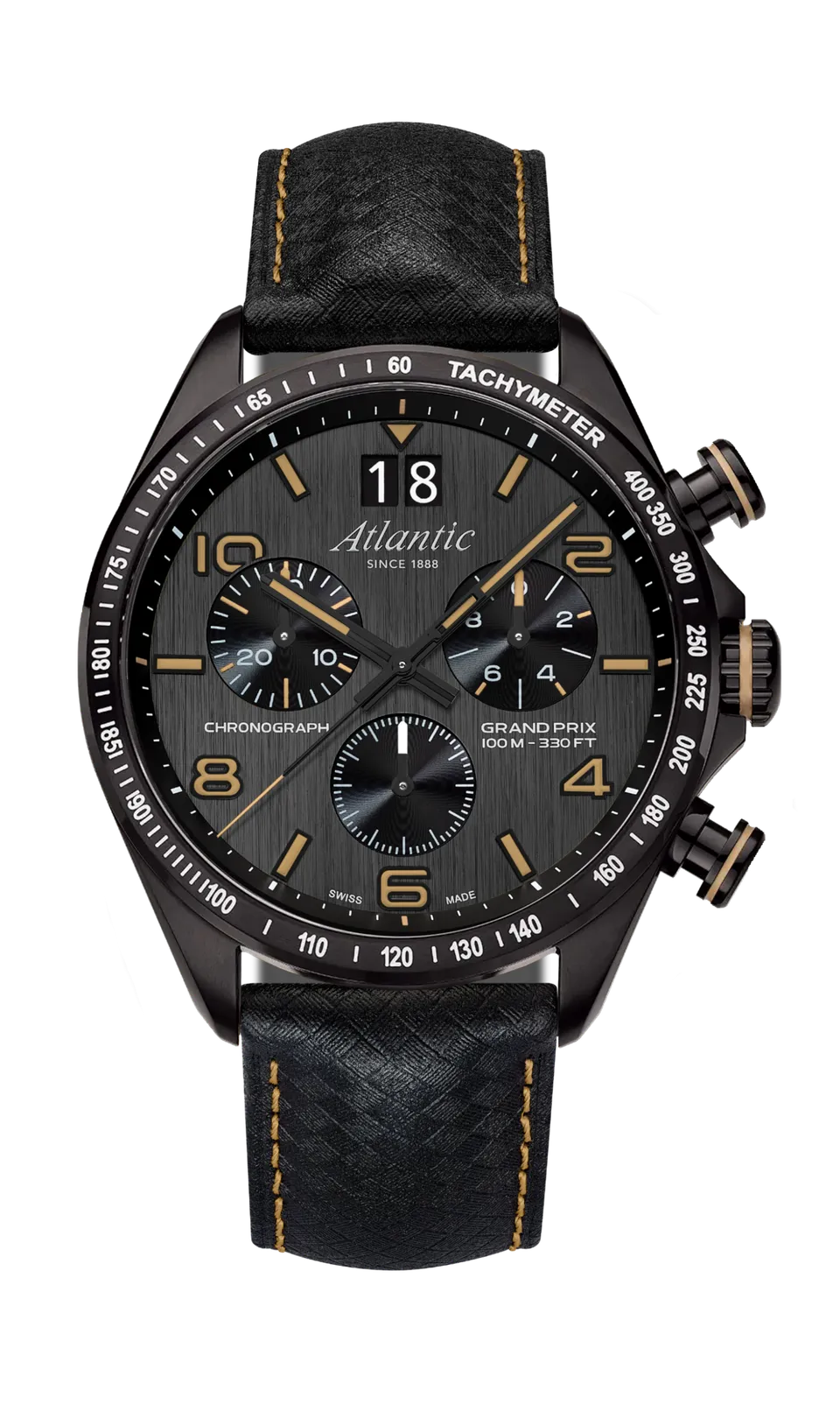 atlantic-watch-grand-prix-quartz-chronograph-black-dlc-sand-carbon image 1