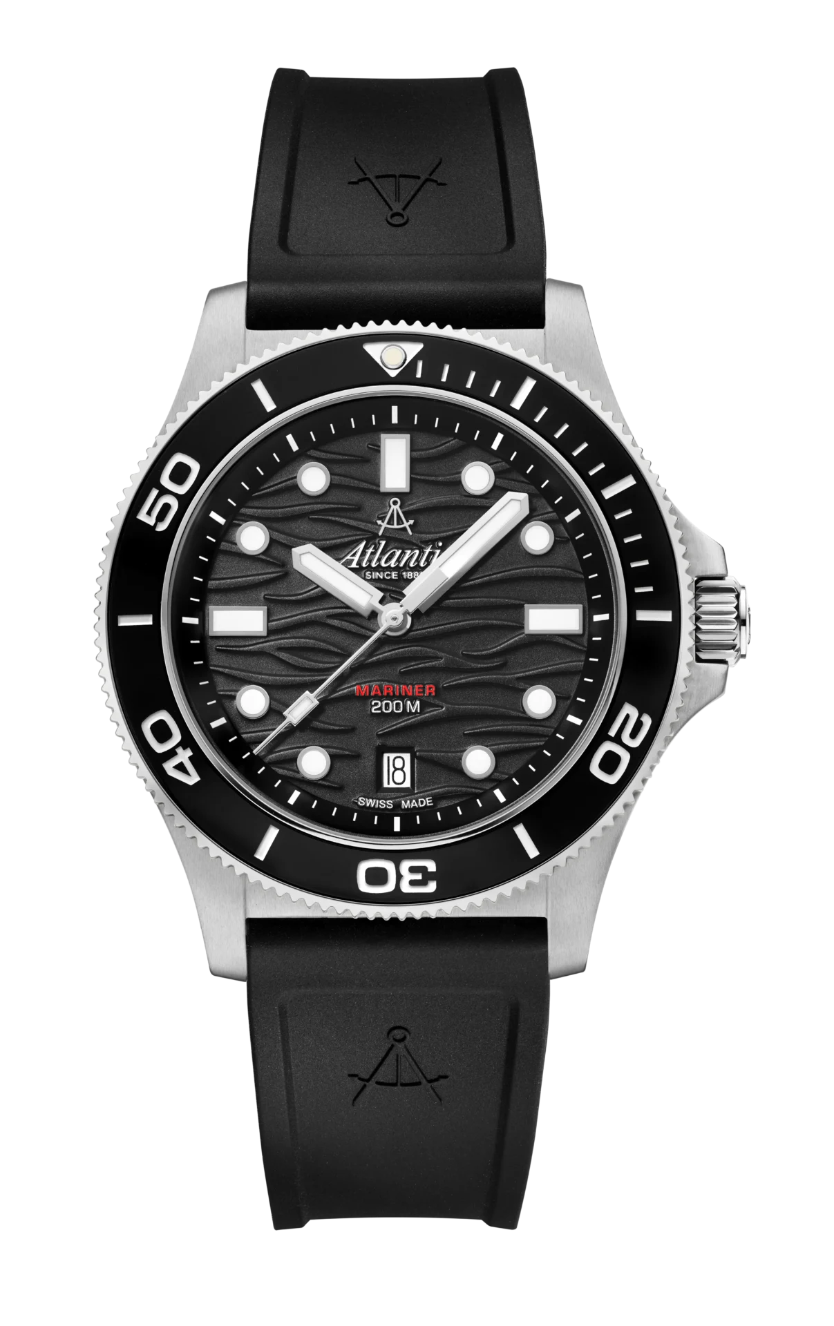 atlantic-watch-mariner-quartz-wave-herrenuhr-schwarz-stahl-pu-band image 1