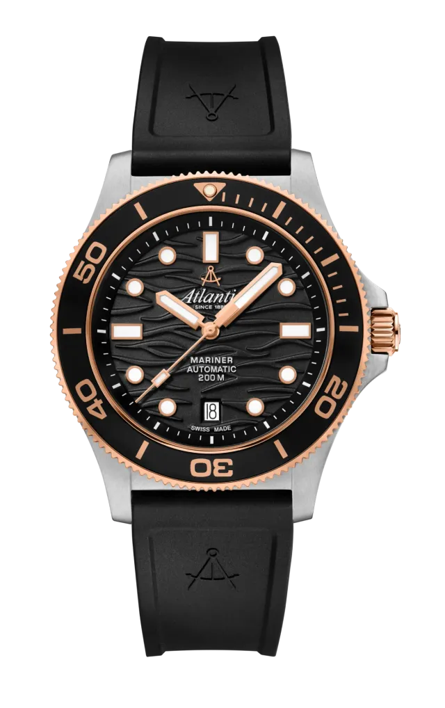 atlantic-mariner-wave-automatic-schwarz-ros-gold-pu-herrenuhr image 1
