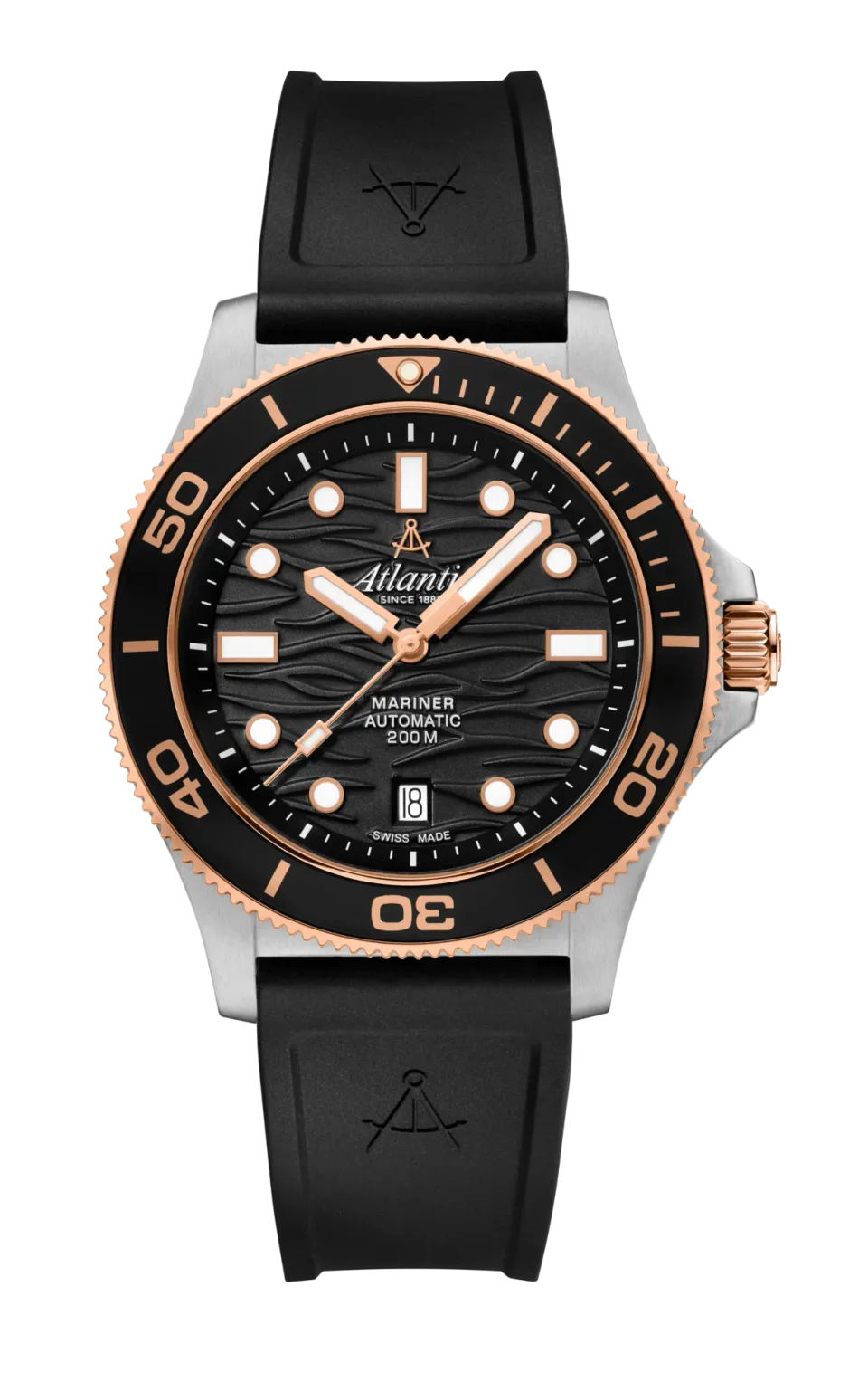 atlantic-mariner-wave-automatic-schwarz-ros-gold-pu-herrenuhr image 1