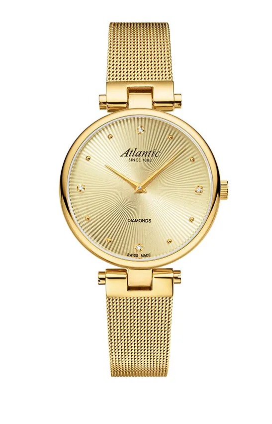 atlantic-watch-elegance-royal-diamonds-damenuhr-gelbgold-pvd-pattern image 1