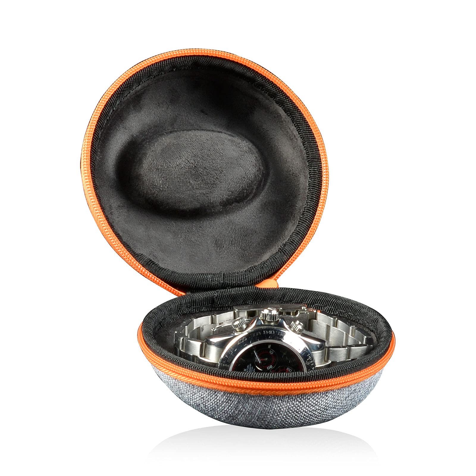 designh-tte-uhrenbox-donut-hellgrau-orange-f-r-1-uhr-reiseetui image 2