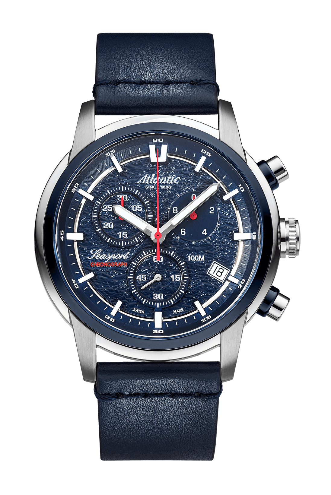 atlantic-watch-seasport-chronograph-blau-leder image 1