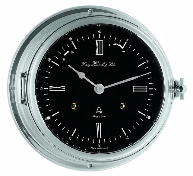 hermle-caspian-schiffsuhr-18-cm-chrom-schwarz-8-tage-glasenschlagwerk image 1