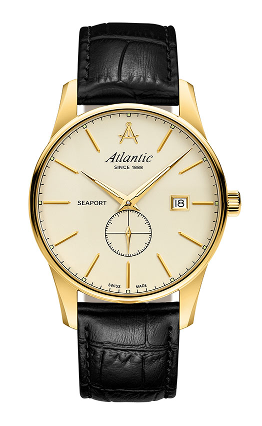 atlantic-watch-seaport-small-second-quarzuhr-gelbgold-pvd-leder image 1